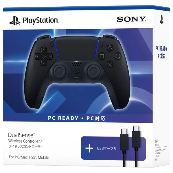 PS5 コントローラー ミッドナイト ブラック + USBケーブル for PC CFIJ15502