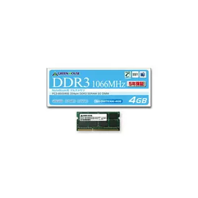グリーンハウス GH-DWT1066-4GB (SODIMM DDR3 PC3-8500 4GB)